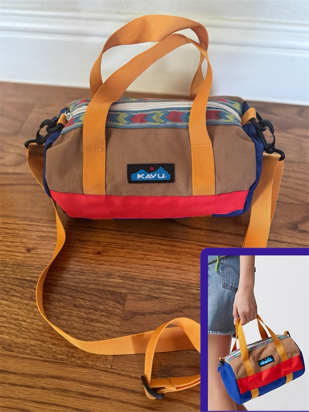 KAVU Manastash Mini Duffle Colorblock Crossbody Bag